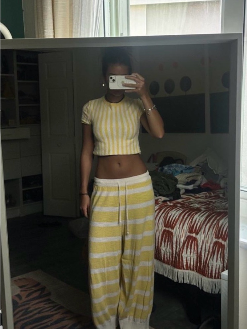 Free People Yellow & White Striped pants